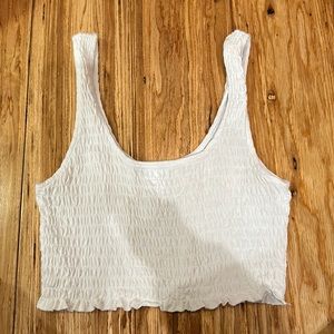 Garage size S crop top, white, textured, willing to negotiate price
